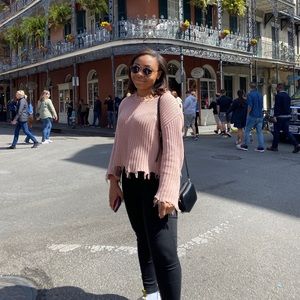 Pink distressed style sweater